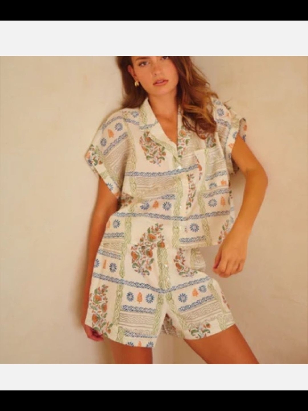 dRA Aline Top and Noah Shorts in a Desert Tile print